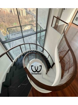 پله پیچ دو محور با نرده فانتزی